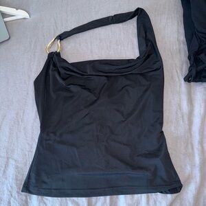 Hello Molly Black Camisole with Gold Accent